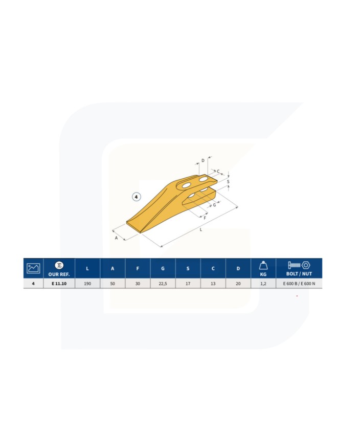 Dente a forcella tipo esti e11.10