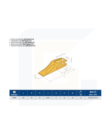 Dente a forcella tipo esti e12.4