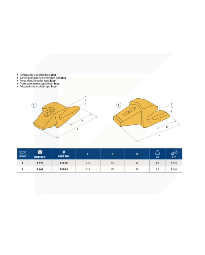 Portapunta a saldare tipo esco e445