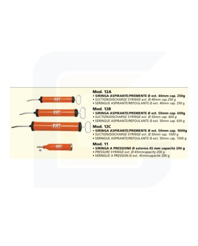 Siringa a spinta capacità 150 g con puntalino lub/zerch diam. 45mm