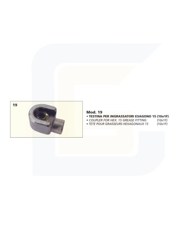 Testina tekalemit per ingrassatori esagono 15 mm