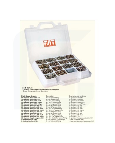 Cassetta assortimento ingrassatori 16 scomparti