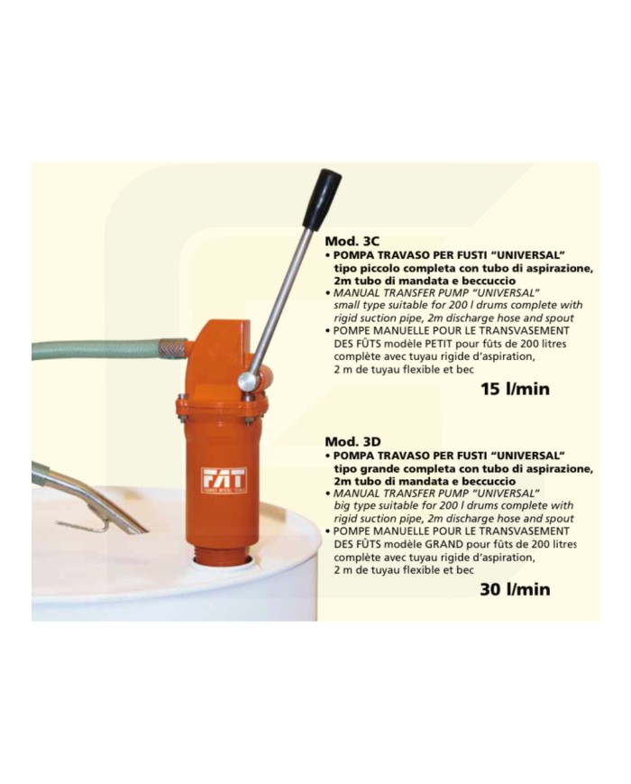 Pompa travaso per fusti ''universal'' tipo grande completa
