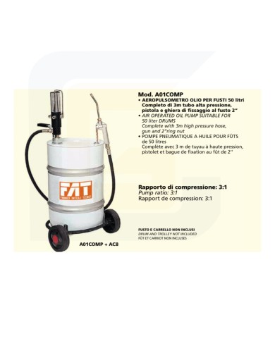 Aeropulsometro olio per fusti 50 l (3:1)