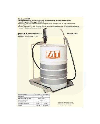 Aeropulsometro olio per fusti 200 l (3:1)