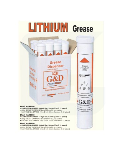 1 cartuccia grasso lithium capacità 600 g