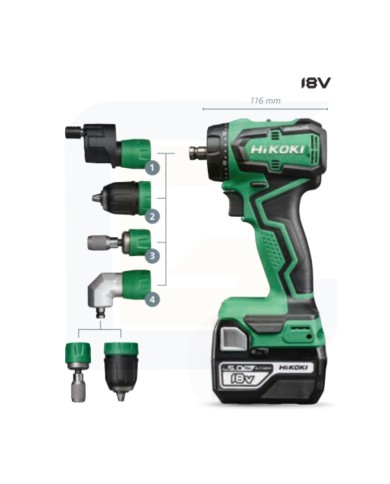 Trapano rotativo ds18ddq 18 v - 55 nm con teste intercambiabili