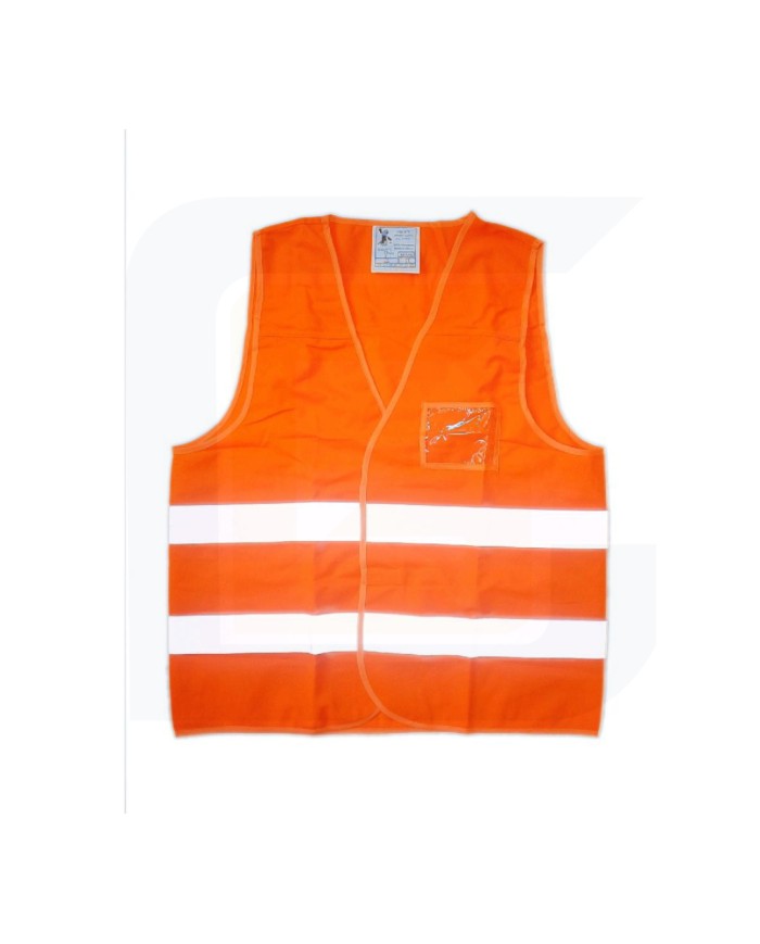 Gilet arancio ad alta visibilità con porta badge.