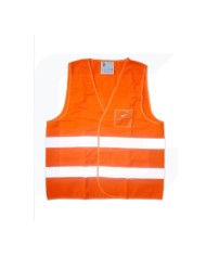 Gilet arancio ad alta visibilità con porta badge.