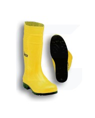 Bretella gialla ad alta visibilità in tessuto sintetico fluorescente e bande riflettenti.