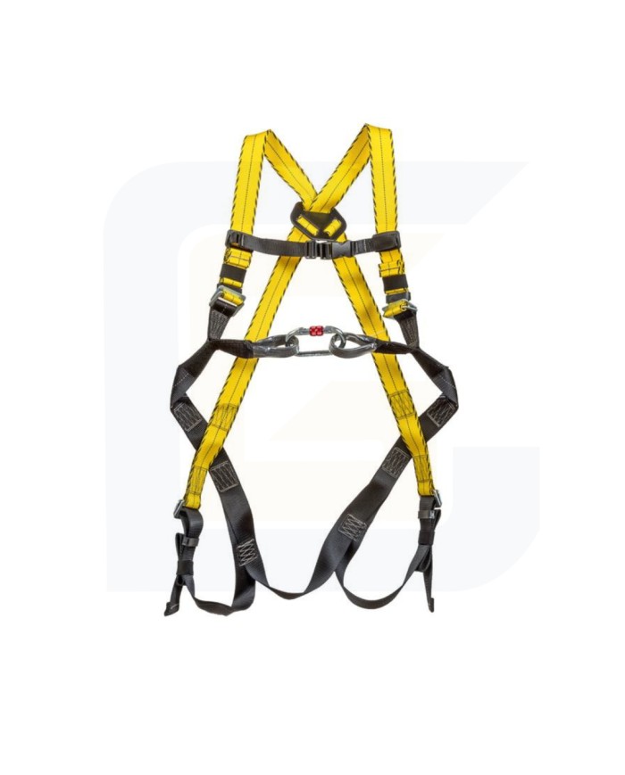 Imbragatura anticaduta con punto di ancoraggio dorsale e sternale.