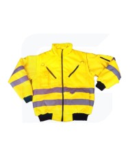 Giubbettoimbottito impermeabile alta visibilità con maniche asportabili e cappuccio estraibile