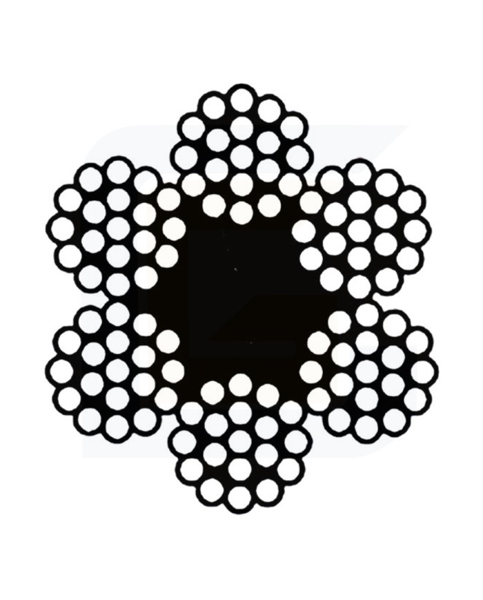 Fune in acciaio lucido in anima tessile tipo 216 fili ø 18 carico rottura 19800 kgf