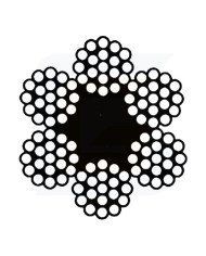 Fune in acciaio lucido in anima tessile tipo 216 fili ø 16 carico rottura 15600 kgf