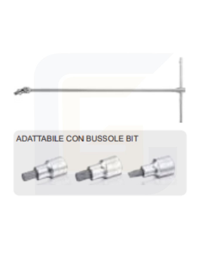 Chiave a t attacco quadro asta scorrevole 1/2'' l1 230 l 500