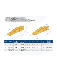 Dente a forcella per mini escavatori e terne tipo caterpillar e14