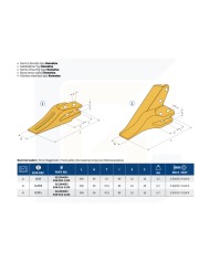 Dente angolare destro tipo jcb e26r