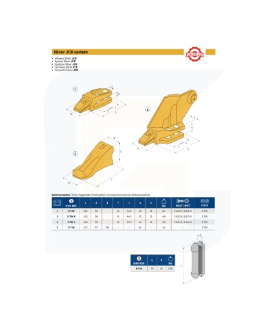 Dente a scarpetta sistema silver jcb e704