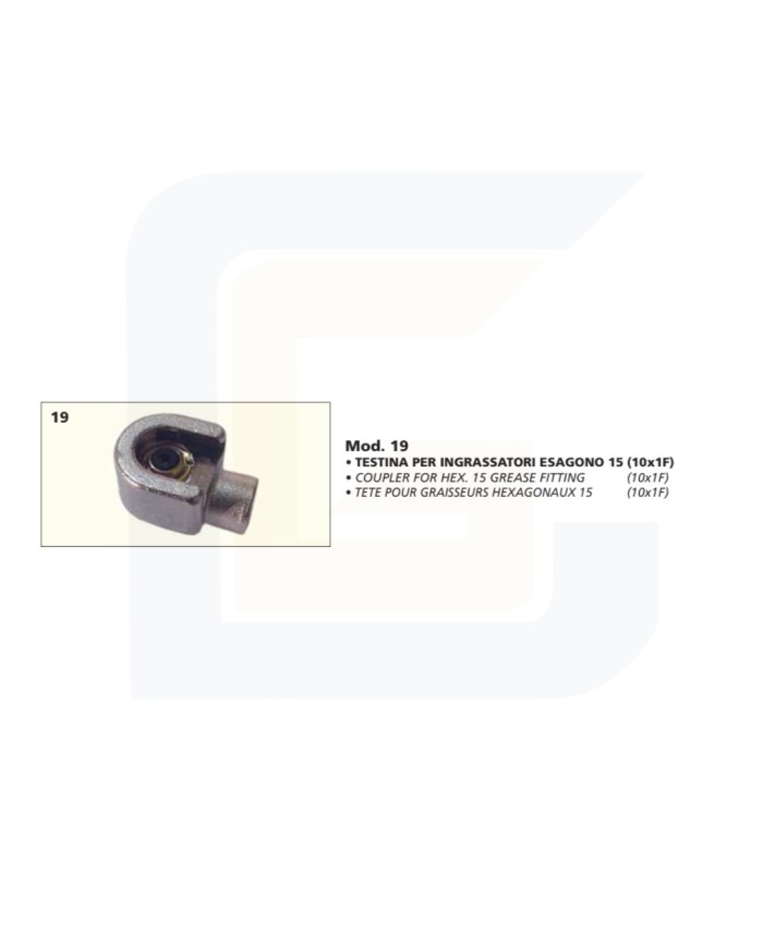 Testina tekalemit per ingrassatori esagono 15 mm