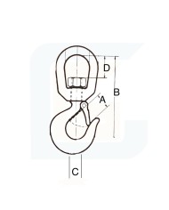 Gancio girevole con sicurezza tipo gn portata 2000 kg
