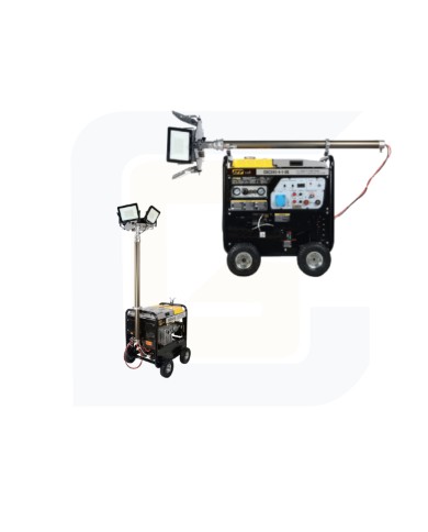 Multifunzione 4 in 1 saldatore, generatore, compressore, torre faro a benzina 5 kw