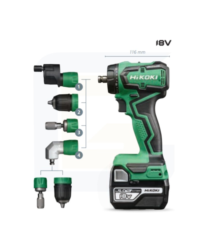 Trapano rotativo ds18ddq 18 v - 55 nm con teste intercambiabili