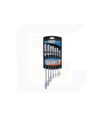 Serie 7 chiavi combinate a cricchetto cr-v testa snodata