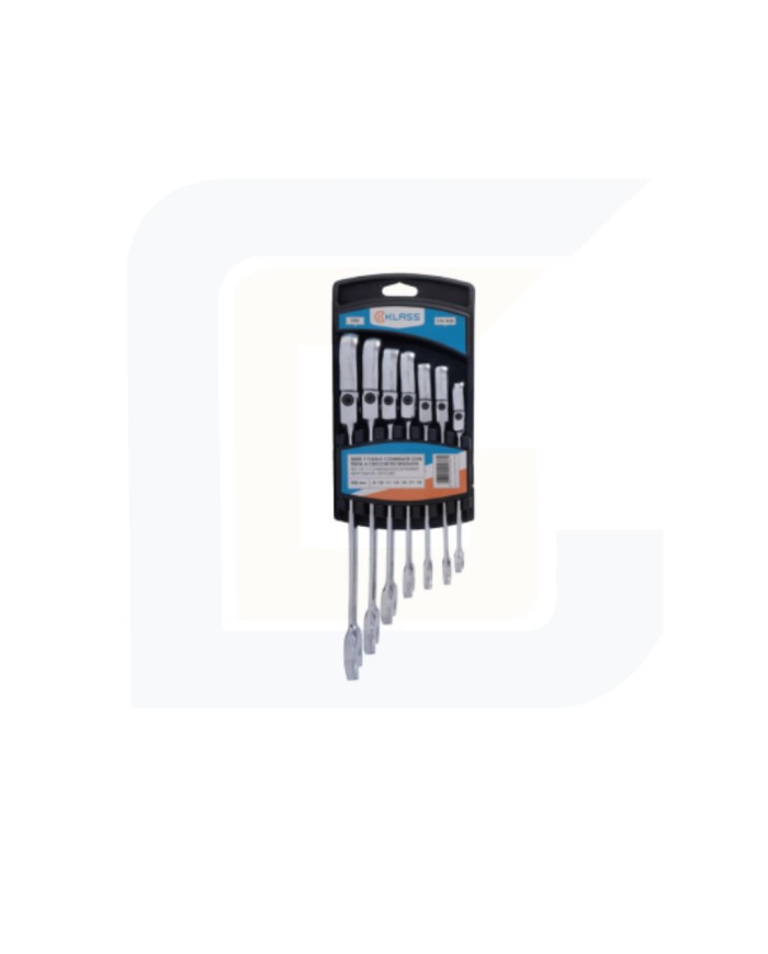 Serie 7 chiavi combinate a cricchetto cr-v testa snodata