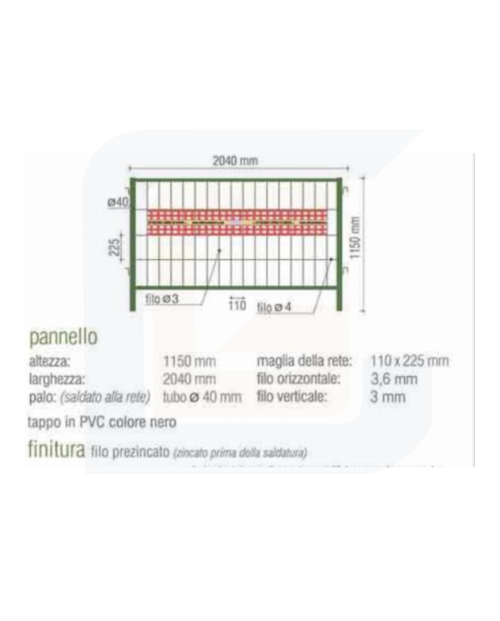 Rete di recinzione prezincata 1150x2040 - disponibile su ordinazione -
