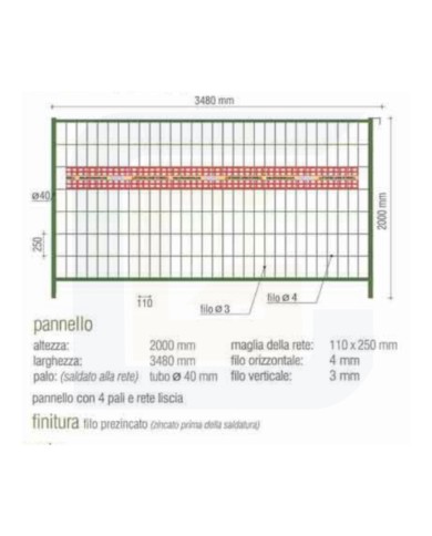 Rete di recizione prezincata 2000x3480 - disponibile su ordinazione -