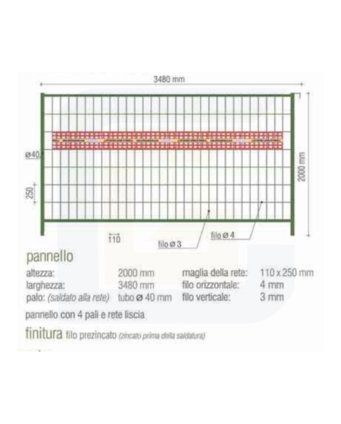 Rete di recizione prezincata 2000x3480 - disponibile su ordinazione -